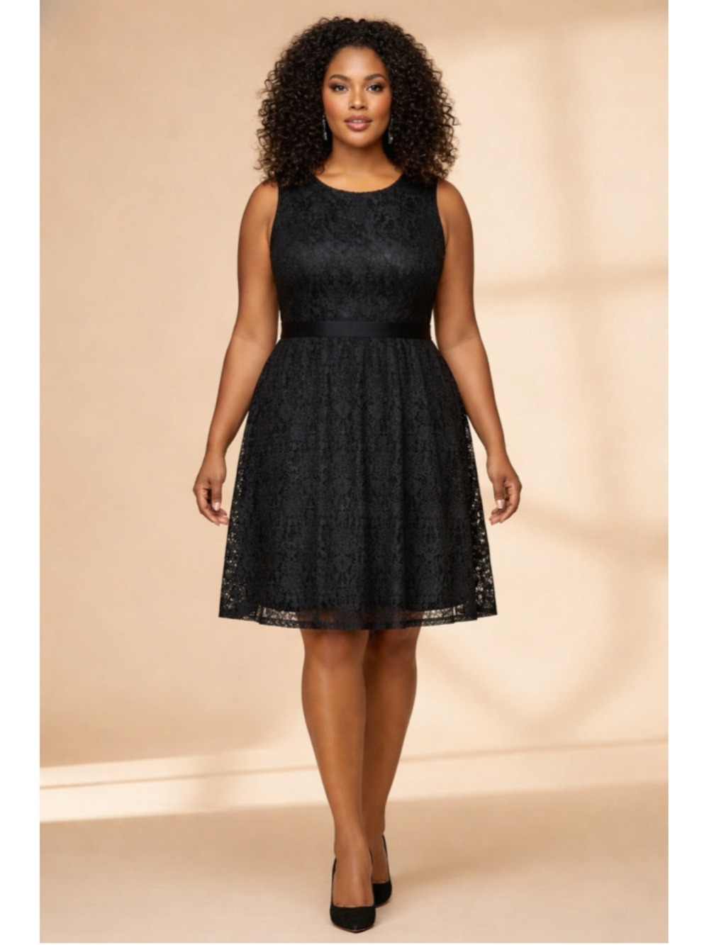 Simply Vera Wang Pure Night Lace Cocktail Dress Women's Plus Size 3X Black NWT